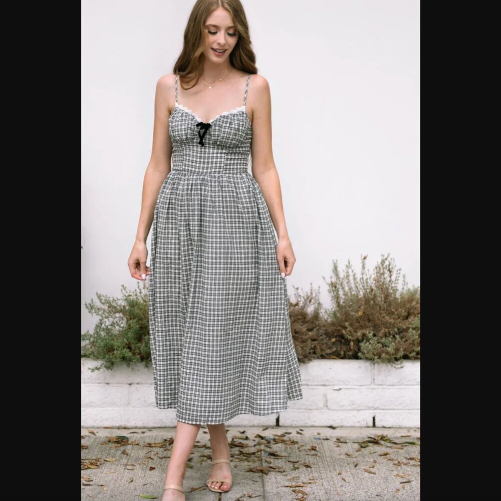 Storia Gia Plaid Sweetheart Dress Sz. S NWT